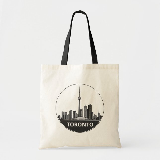 Toronto, Canada | Stylized Skyline Large Tote Bag (Front)