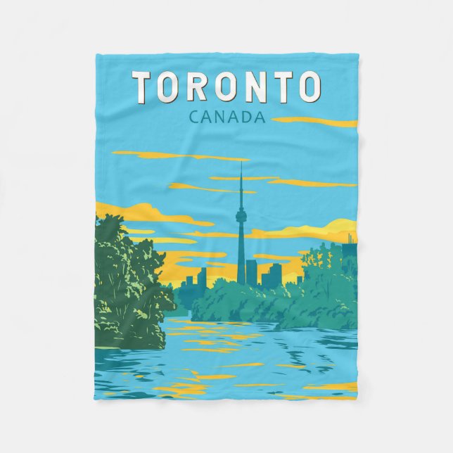 Toronto Canada Travel Art Vintage Fleece Blanket (Front)