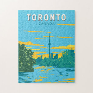 Toronto Canada Travel Art Vintage Jigsaw Puzzle