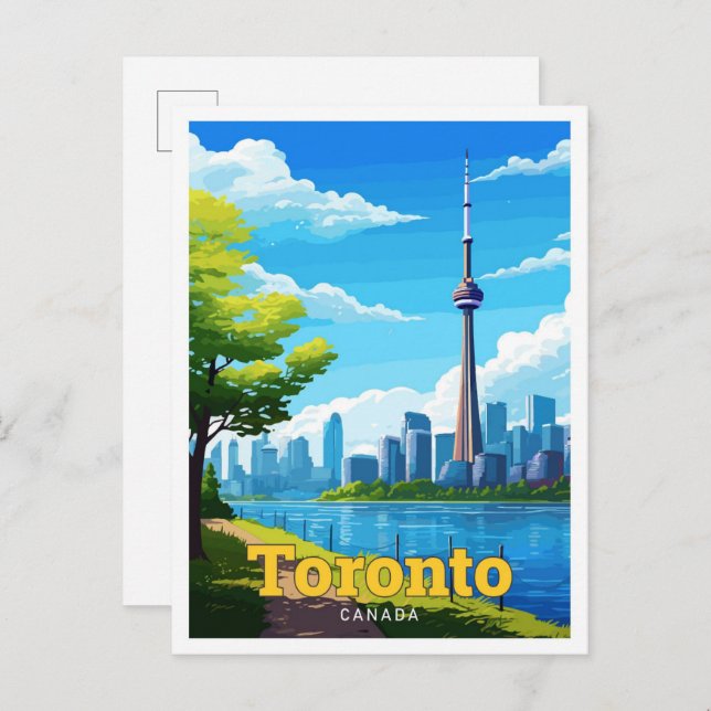Toronto Canada Travel Vintage Illustration Postcard (Front/Back)