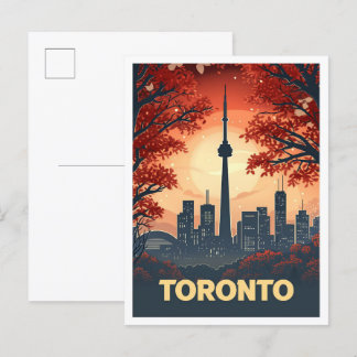 Toronto Canada Vintage Art Travel Illustration Postcard