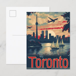 Toronto Canada Vintage Retro Travel Illustration Postcard