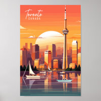 Toronto Canada vintage travel illustration