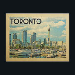 Toronto Canada Vintage Travel Postcard<br><div class="desc">Toronto Canada design in Vintage Travel style featuring the CN Tower and city skyline view with the harbour in front.</div>