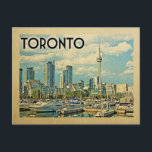 Toronto Canada Vintage Travel Postcard<br><div class="desc">Toronto Canada design in Vintage Travel style featuring the CN Tower and city skyline view with the harbour in front.</div>