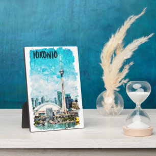 Toronto Canada Vintage Travel Watercolor Plaque