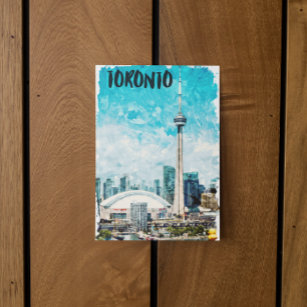 Toronto Canada Vintage Travel Watercolor  Postcard