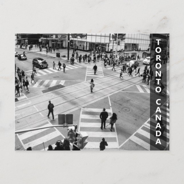 Toronto, Canada: Yonge-Dundas Intersection in B&W Postcard (Front)