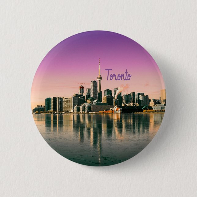 Toronto Capital of Ontario Canada City Skyline 2 Inch Round Button (Front)