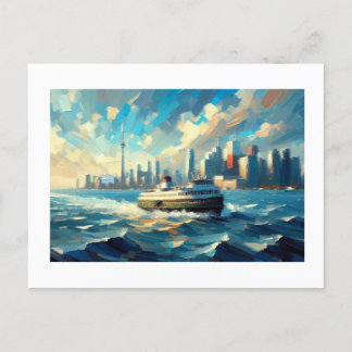Toronto City Skyline with Ferry,  Postcard