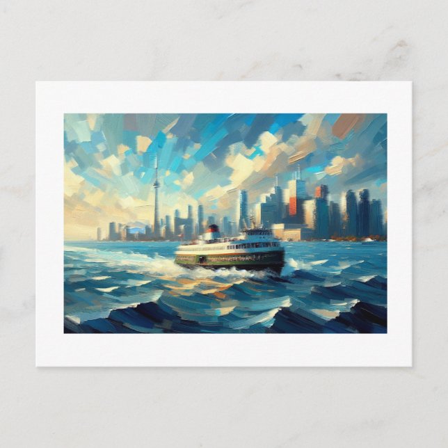 Toronto City Skyline with Ferry,  Postcard (Front)