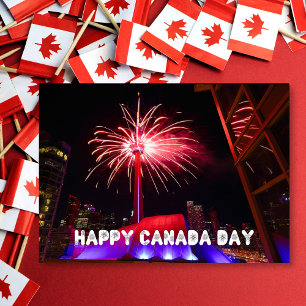 Toronto CN Tower Fireworks Happy Canada Day Card