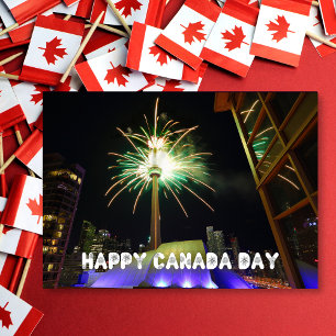 Toronto CN Tower Fireworks Happy Canada Day Card