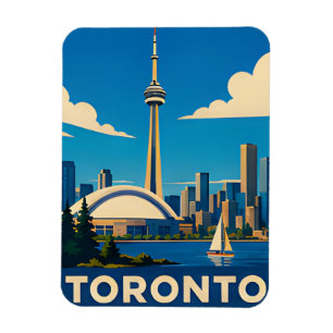 TORONTO — CN Tower & Lakeside Skyline Retro Escape Magnet