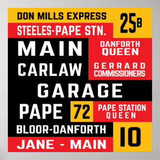 Toronto East End TTC Bus Rollsigns Poster