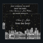 Toronto Etch Starry DIY BG Colour Save the Date Bl Invitation<br><div class="desc">Toronto Ontario Canada Skyline Etched Starry Invitation Suite: DIY Choose Your Background Colour (Black Background colour shown) - Save the Date ========== Elegant, stylish, chic customizable invitations and accessories with an iconic view of the Toronto skyline. It's shown against a star filled background in a colour of your choice (initially...</div>