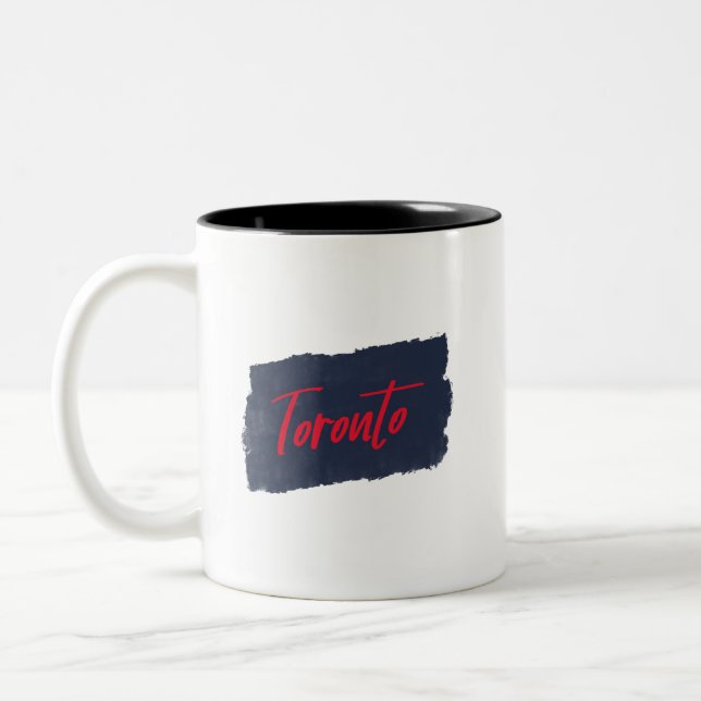 Toronto Handwritten Red Typography Coffee Mug (Left)