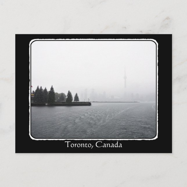 Toronto Harbour Skyline in the Rain with border Postcard (Front)