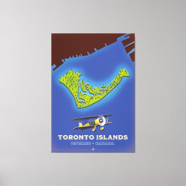 Toronto Islands, Ontario, Canada map Canvas Print (Front)