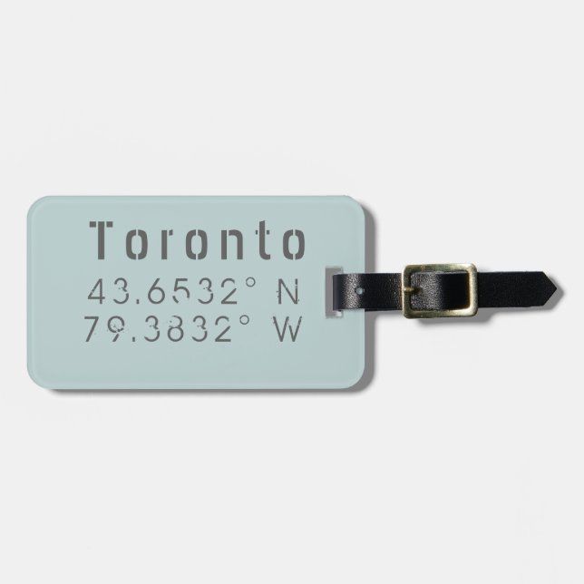 Toronto Latitude Longitude Luggage Tag (Front Horizontal)