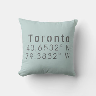Toronto Latitude Longitude Throw Pillow