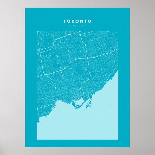 Toronto Light Blue City Map Poster (Front)