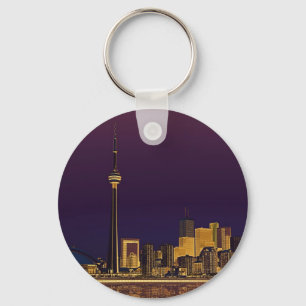 Toronto night skyline keychain
