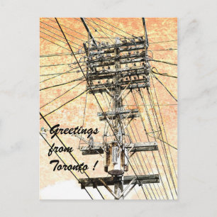 Toronto old power lines postcard