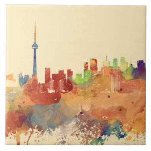 Toronto Ontario Canada Orange Skyline Design 248 Tile