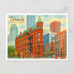 Toronto Ontario Canada Retro Watercolor  Holiday Postcard
