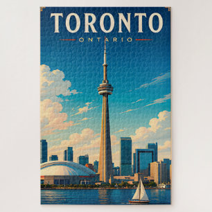 🗼 Toronto Ontario Skyline Retro Travel Jigsaw Puzzle