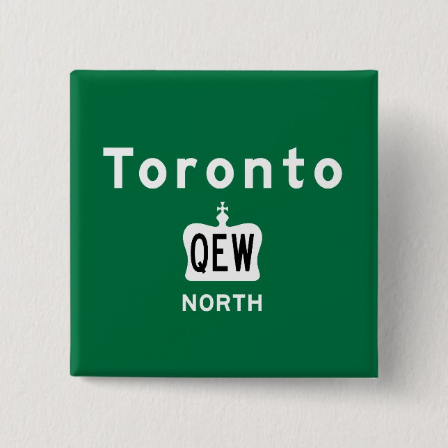 Toronto QEW 2 Inch Square Button (Front)