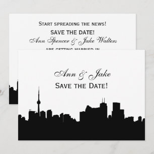 Toronto Silhouette DIY BG Colour Save the Date Wh2 Invitation