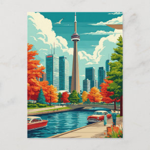 Toronto Skyline and CN Tower Travel Postcard