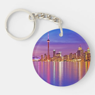 Toronto Skyline at Dusk Keychain