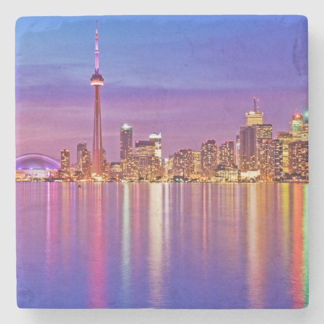 Toronto Skyline at Dusk Stone Coaster (Front)