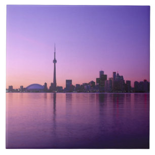 Toronto Skyline at night, Ontario, Canada Tile