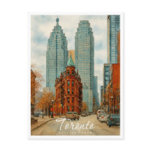 Toronto Skyline Canada Vintage Watercolor
