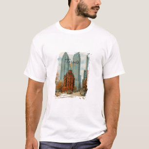 Toronto Skyline Canada Vintage Watercolor T-Shirt