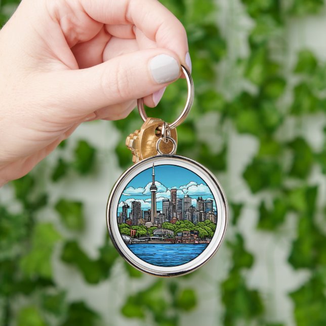 Toronto Skyline Featuring CN Tower Keychain (Hand)