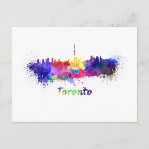 Toronto skyline in watercolor postcard