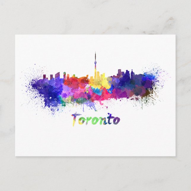 Toronto skyline in watercolor postcard (Front)