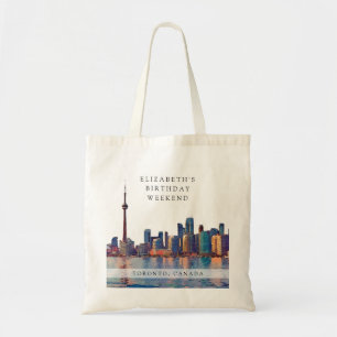 Toronto Skyline Watercolor Birthday Weekend Tote Bag
