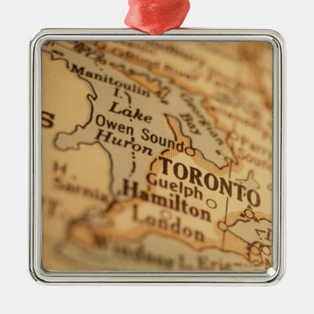 TORONTO Vintage Map Metal Ornament (Front)