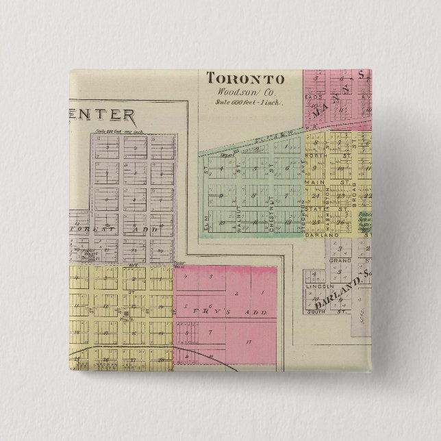 Toronto, Woodson County, Kansas 2 Inch Square Button (Front)