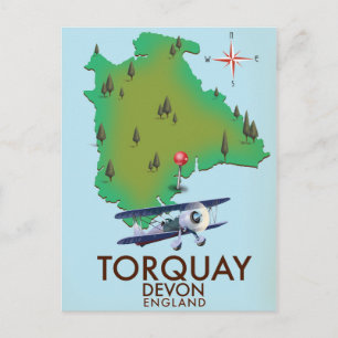Torquay Devon carte poster art Vintage.