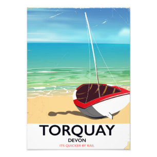 Torquay Devon vintage seaside travel poster