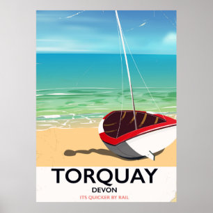 Torquay Devon vintage seaside travel poster