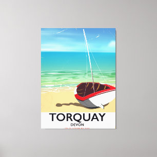 Torquay Devon vintage seaside travel poster Canvas Print