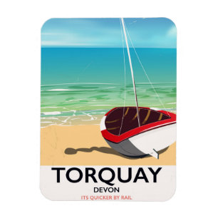 Torquay Devon vintage seaside travel poster Magnet